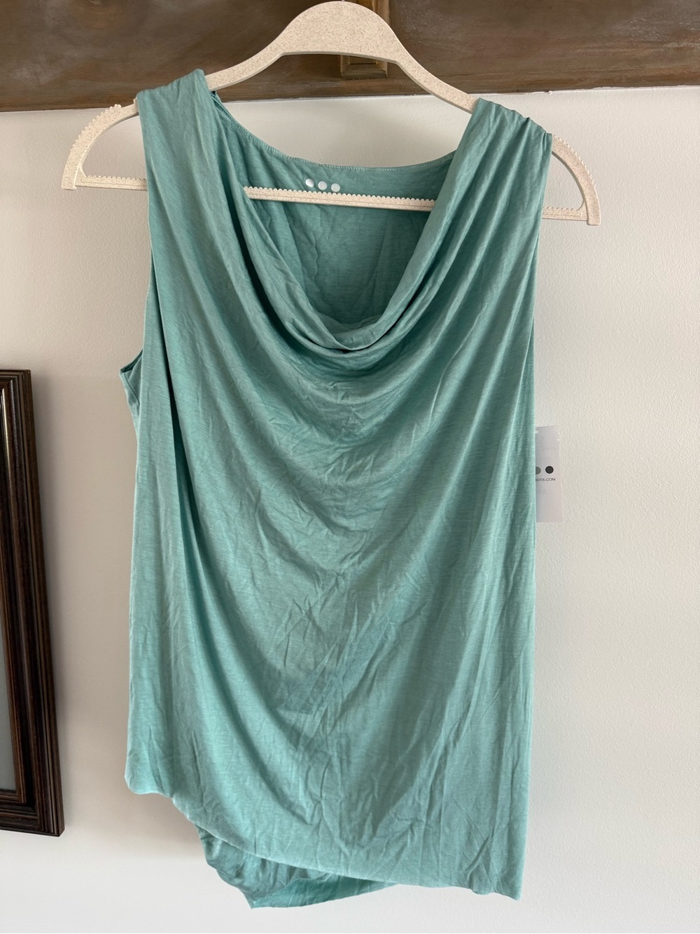 Three Dots Draped Cowl Neck Tank Top - Seafoam